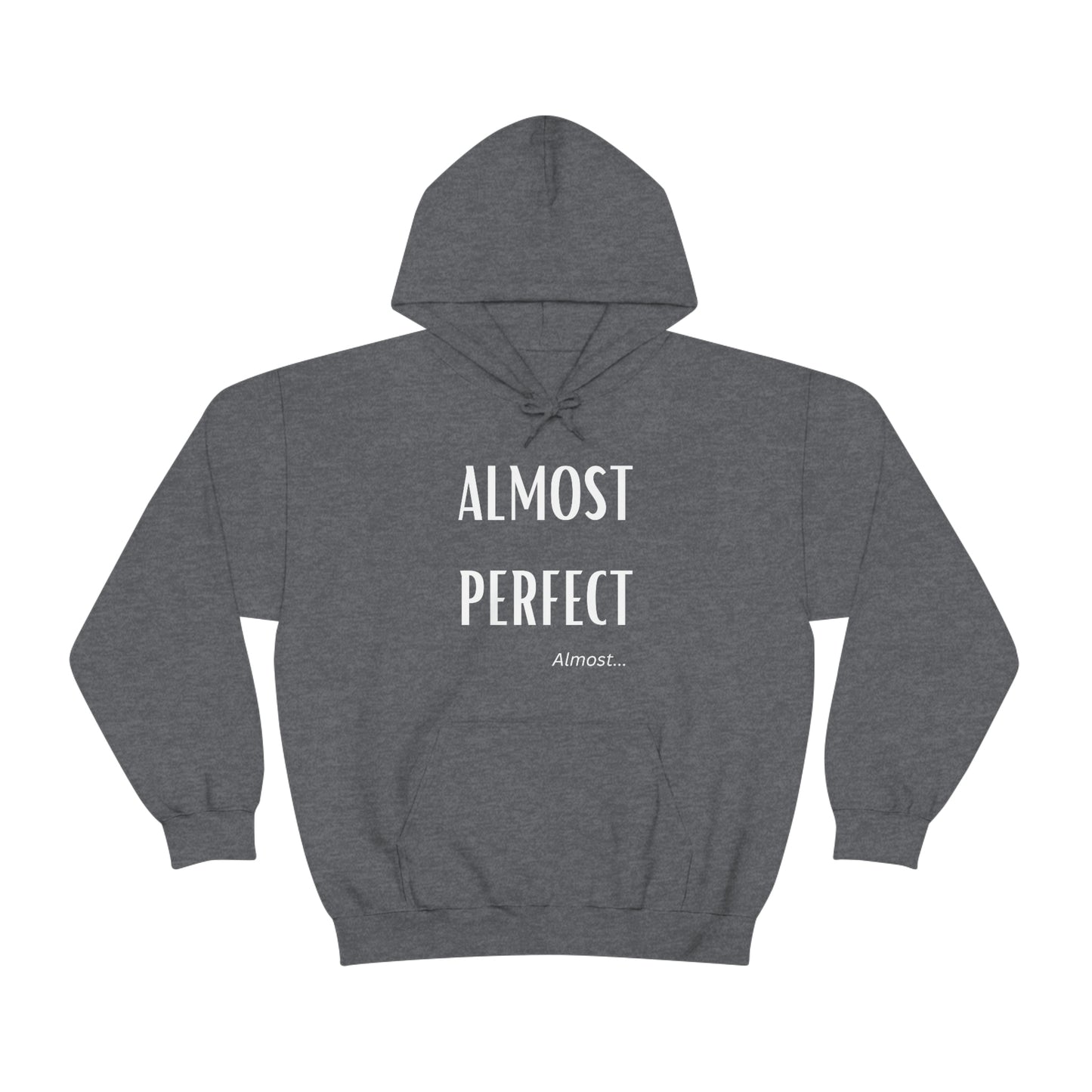 Almost Perfect White on Black Unisex Heavy Blend™ Hooded Sweatshirt